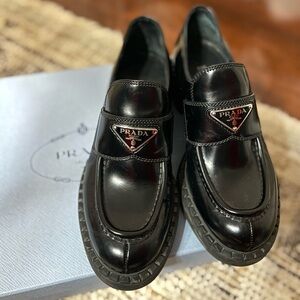 Prada triangle loafers -black side 36